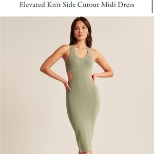 Abercrombie and Fitch Elevated Knit ribbed Side Cutout Midi Dress NWT Size M